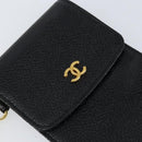 CHANEL COCO Mark Pouch Caviar Skin Black Gold CC Auth bs30918-9