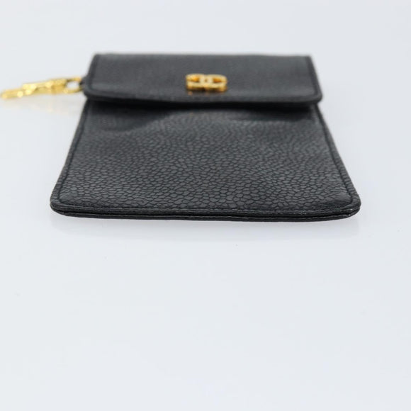 CHANEL COCO Mark Pouch Caviar Skin Black Gold CC Auth bs30918