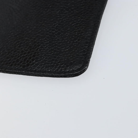 CHANEL COCO Mark Pouch Caviar Skin Black Gold CC Auth bs30918