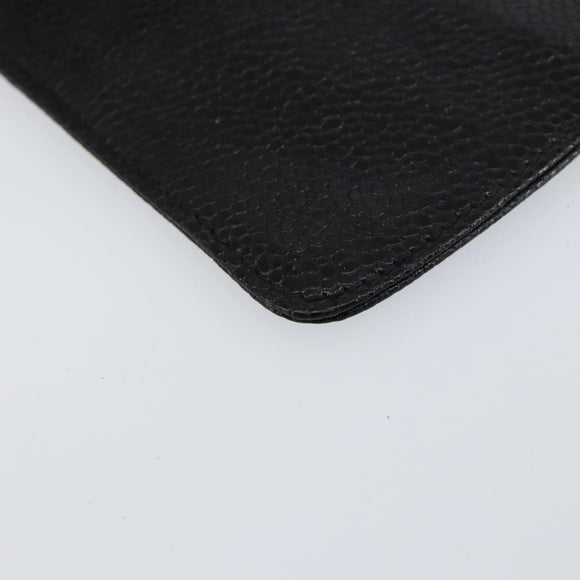 CHANEL COCO Mark Pouch Caviar Skin Black Gold CC Auth bs30918