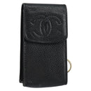 CHANEL Pouch Caviar Skin Black Gold CC Auth bs30919-1