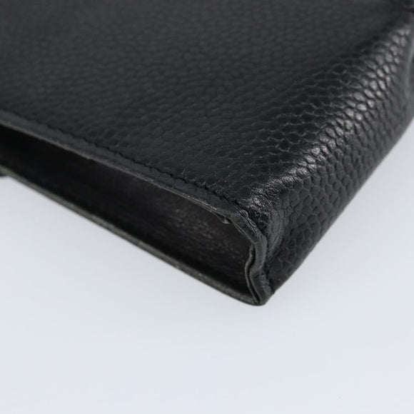 CHANEL Pouch Caviar Skin Black Gold CC Auth bs30919