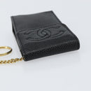 CHANEL Pouch Caviar Skin Black Gold CC Auth bs30919-5