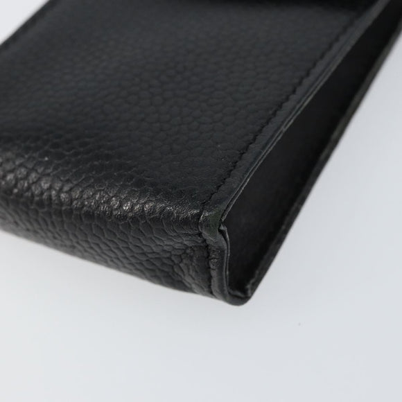 CHANEL Pouch Caviar Skin Black Gold CC Auth bs30919