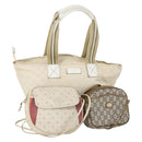 GUCCI GG Canvas Shoulder Bag Leather 3 Set Beige Auth bs30922-1