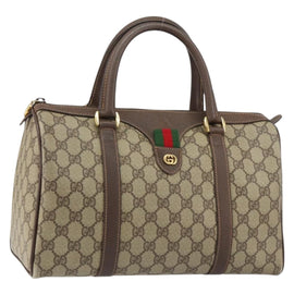 GUCCI GG Supreme Web Sherry Line Bag PVC Beige Gold 40 02 007 Auth bs30926