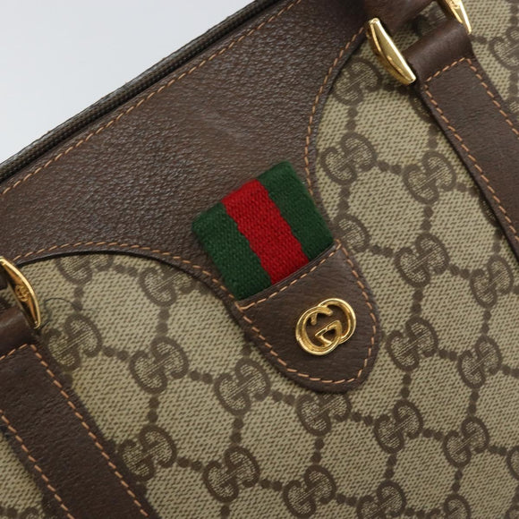 GUCCI GG Supreme Web Sherry Line Bag PVC Beige Gold 40 02 007 Auth bs30926