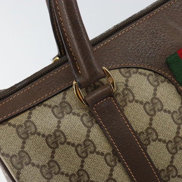 GUCCI GG Supreme Web Sherry Line Bag PVC Beige Gold 40 02 007 Auth bs30926