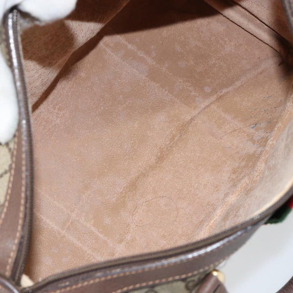 GUCCI GG Supreme Web Sherry Line Bag PVC Beige Gold 40 02 007 Auth bs30926