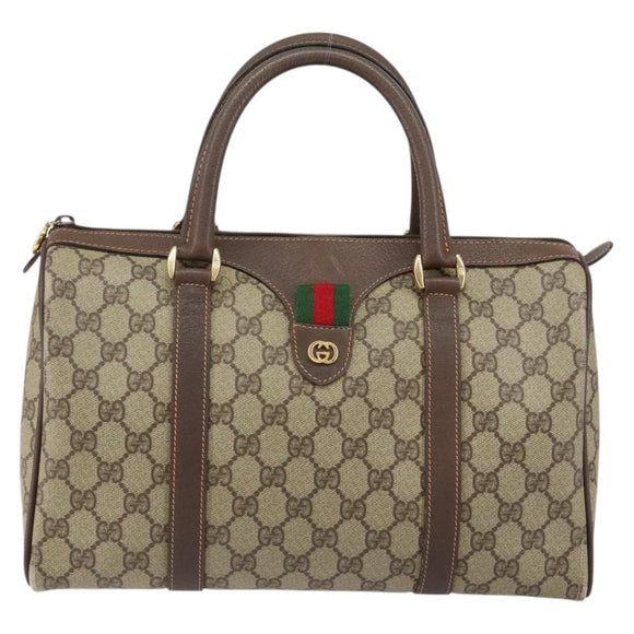 GUCCI GG Supreme Web Sherry Line Bag PVC Beige Gold 40 02 007 Auth bs30926