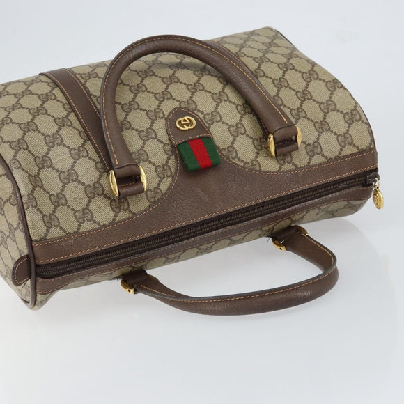 GUCCI GG Supreme Web Sherry Line Bag PVC Beige Gold 40 02 007 Auth bs30926