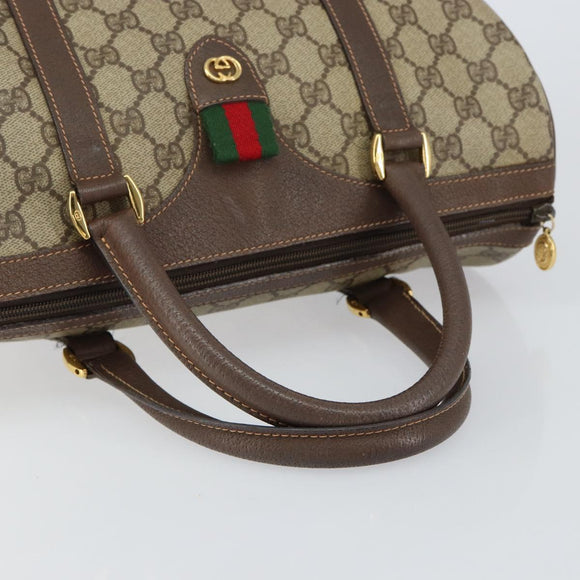 GUCCI GG Supreme Web Sherry Line Bag PVC Beige Gold 40 02 007 Auth bs30926