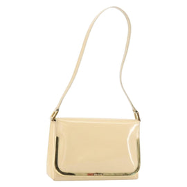 GUCCI Shoulder Bag Patent leather Beige Gold 007 2113 0278 Auth bs30927