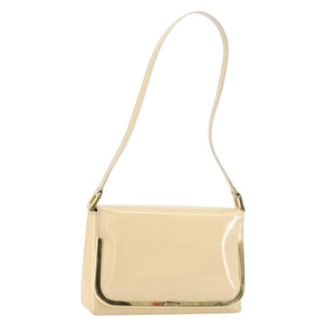 GUCCI Shoulder Bag Patent leather Beige Gold 007 2113 0278 Auth bs30927
