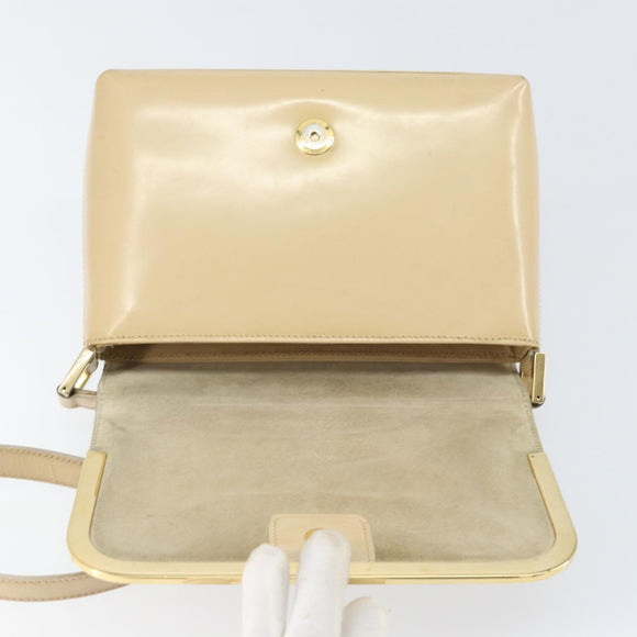 GUCCI Shoulder Bag Patent leather Beige Gold 007 2113 0278 Auth bs30927