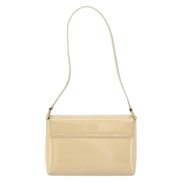 GUCCI Shoulder Bag Patent leather Beige Gold 007 2113 0278 Auth bs30927