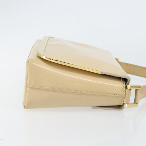 GUCCI Shoulder Bag Patent leather Beige Gold 007 2113 0278 Auth bs30927