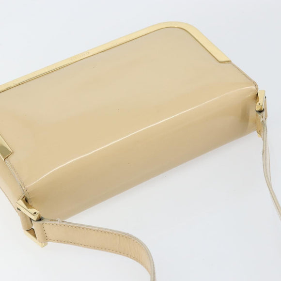 GUCCI Shoulder Bag Patent leather Beige Gold 007 2113 0278 Auth bs30927