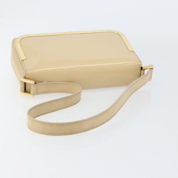 GUCCI Shoulder Bag Patent leather Beige Gold 007 2113 0278 Auth bs30927