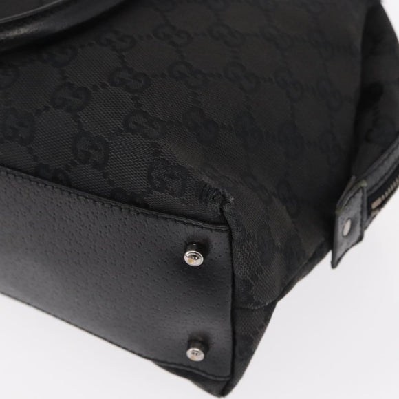 GUCCI GG Canvas Hand Bag Black 113009 Auth bs30929