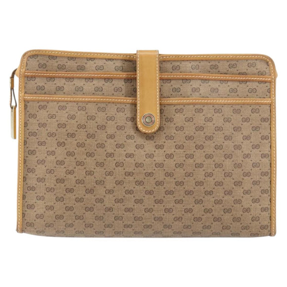 GUCCI Micro GG Supreme Bag PVC Leather Beige Gold 006 904 0555 Auth bs30930