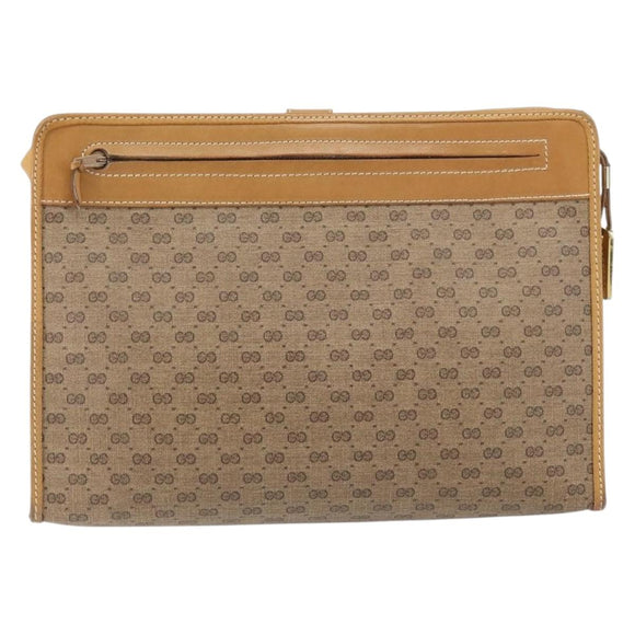 GUCCI Micro GG Supreme Bag PVC Leather Beige Gold 006 904 0555 Auth bs30930