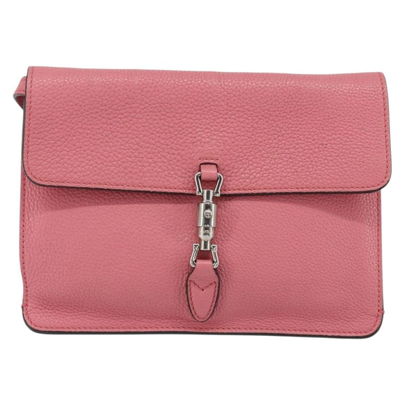 GUCCI New Jackie Shoulder Bag Leather Pink Silver Auth bs30932