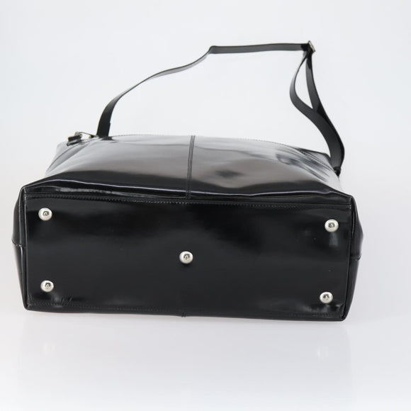 GUCCI Hand Bag Enamel 2way Black Silver Auth bs30934