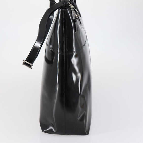 GUCCI Hand Bag Enamel 2way Black Silver Auth bs30934