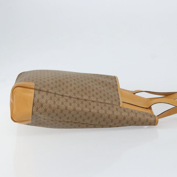 GUCCI Micro GG Supreme Tote Bag PVC Beige Gold Auth bs30935