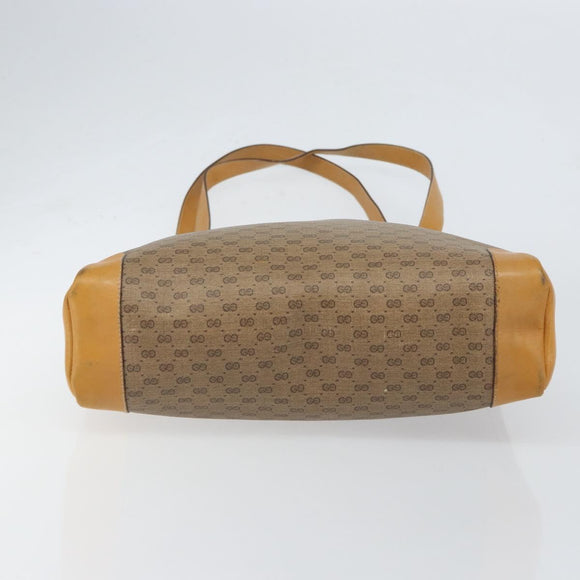 GUCCI Micro GG Supreme Tote Bag PVC Beige Gold Auth bs30935
