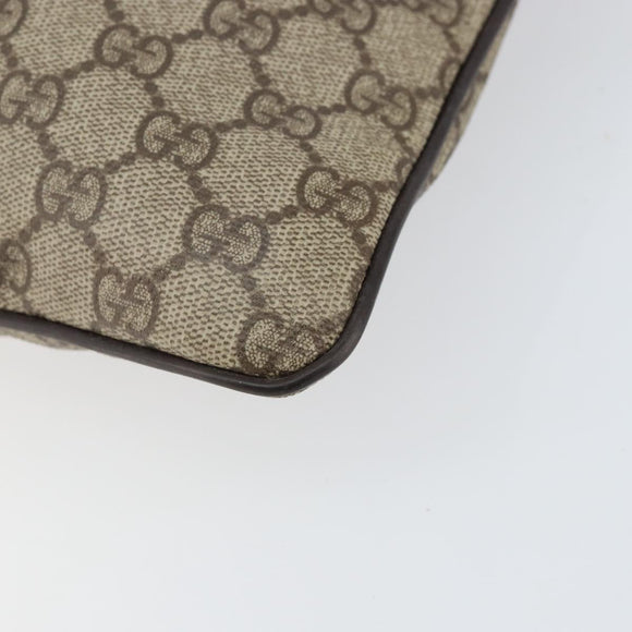 GUCCI GG Supreme Shoulder Bag PVC Leather Beige Silver 141198 Auth bs30937