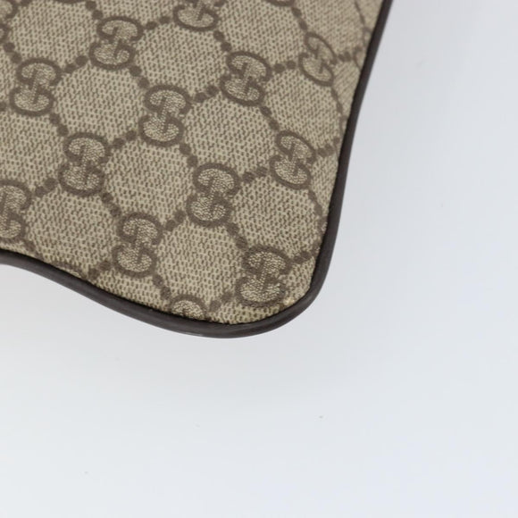 GUCCI GG Supreme Shoulder Bag PVC Leather Beige Silver 141198 Auth bs30937