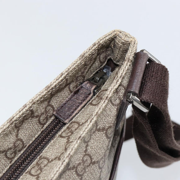 GUCCI GG Supreme Shoulder Bag PVC Leather Beige Silver 141198 Auth bs30937