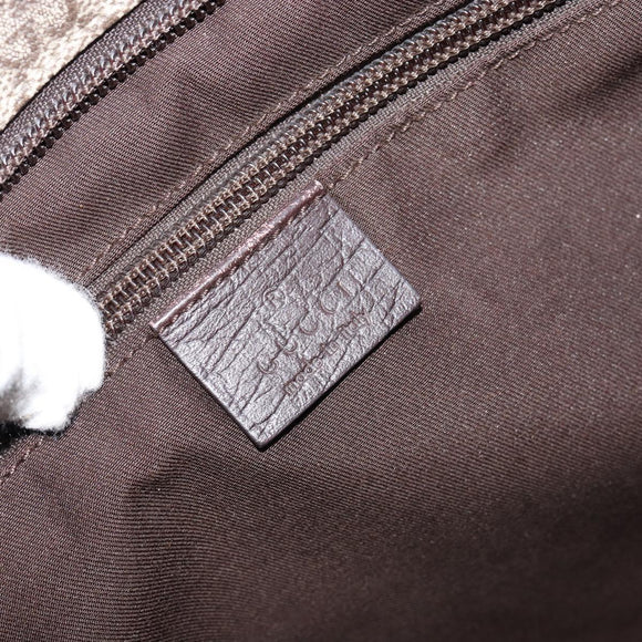 GUCCI GG Supreme Shoulder Bag PVC Leather Beige Silver 141198 Auth bs30937