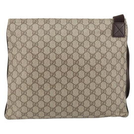 GUCCI GG Supreme Shoulder Bag PVC Leather Beige Silver 141198 Auth bs30937 - 0