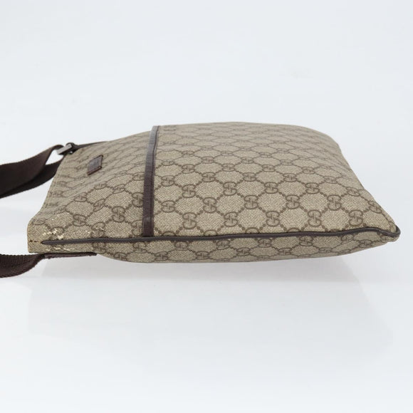 GUCCI GG Supreme Shoulder Bag PVC Leather Beige Silver 141198 Auth bs30937