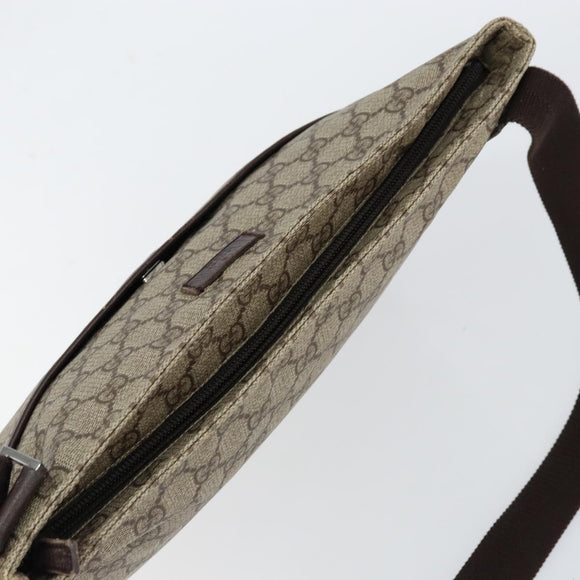 GUCCI GG Supreme Shoulder Bag PVC Leather Beige Silver 141198 Auth bs30937