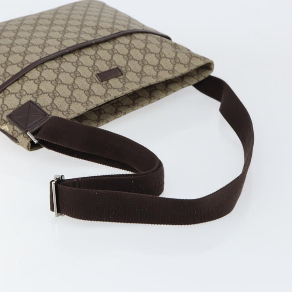 GUCCI GG Supreme Shoulder Bag PVC Leather Beige Silver 141198 Auth bs30937