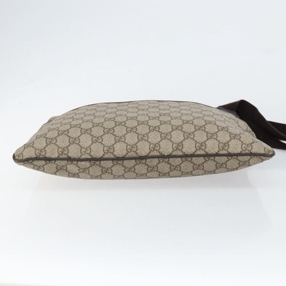 GUCCI GG Supreme Shoulder Bag PVC Leather Beige Silver 141198 Auth bs30937