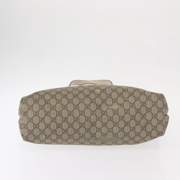 GUCCI GG Supreme Tragetasche PVC Beige Silber 211137 Auth bs30938