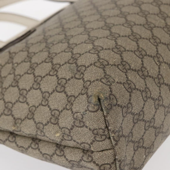 GUCCI GG Supreme Tragetasche PVC Beige Silber 211137 Auth bs30938