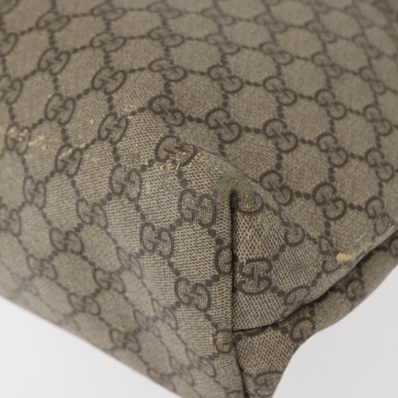 GUCCI GG Supreme Tragetasche PVC Beige Silber 211137 Auth bs30938