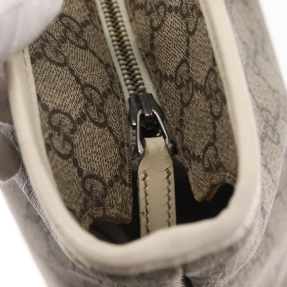 GUCCI GG Supreme Tragetasche PVC Beige Silber 211137 Auth bs30938