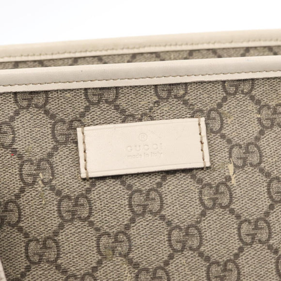 GUCCI GG Supreme Tote Bag PVC Beige Silver 211137 Auth bs30938