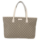 GUCCI GG Supreme Tote Bag PVC Beige Silver 211137 Auth bs30938-2