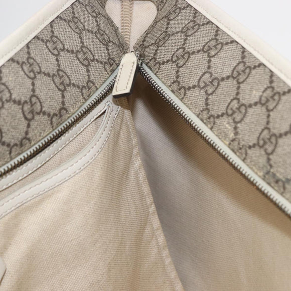 GUCCI GG Supreme Tragetasche PVC Beige Silber 211137 Auth bs30938