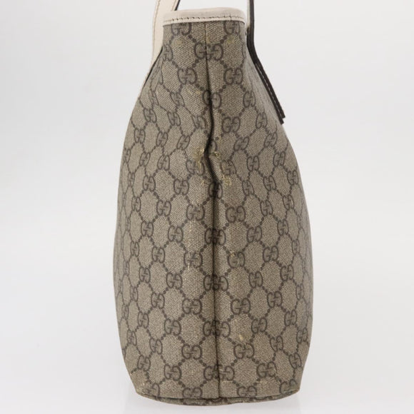 GUCCI GG Supreme Tragetasche PVC Beige Silber 211137 Auth bs30938