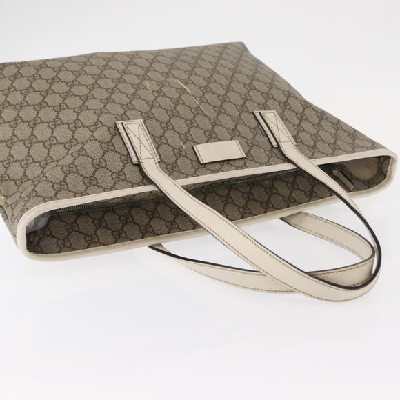 GUCCI GG Supreme Tote Bag PVC Beige Silver 211137 Auth bs30938