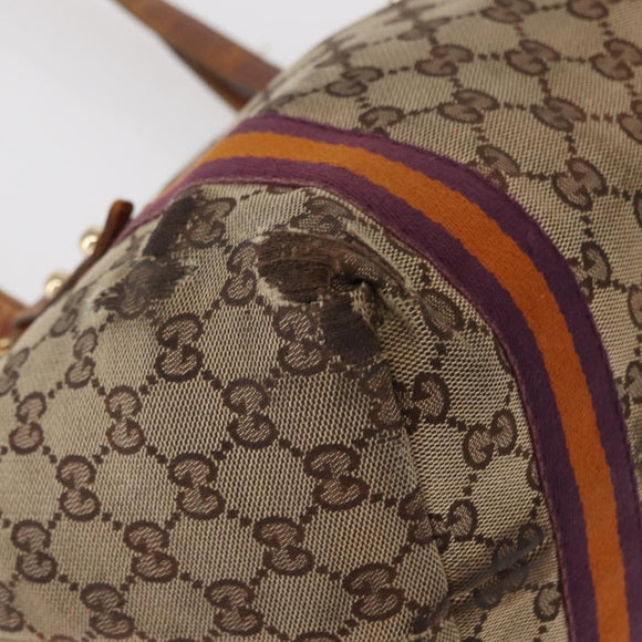 GUCCI GG Canvas Sherry Line Tote Bag Beige Gold 137396 Auth bs30941
